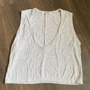 Joah brown ribbed grey tank